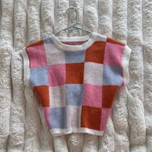 Colorful Checkered Knit Crop Top